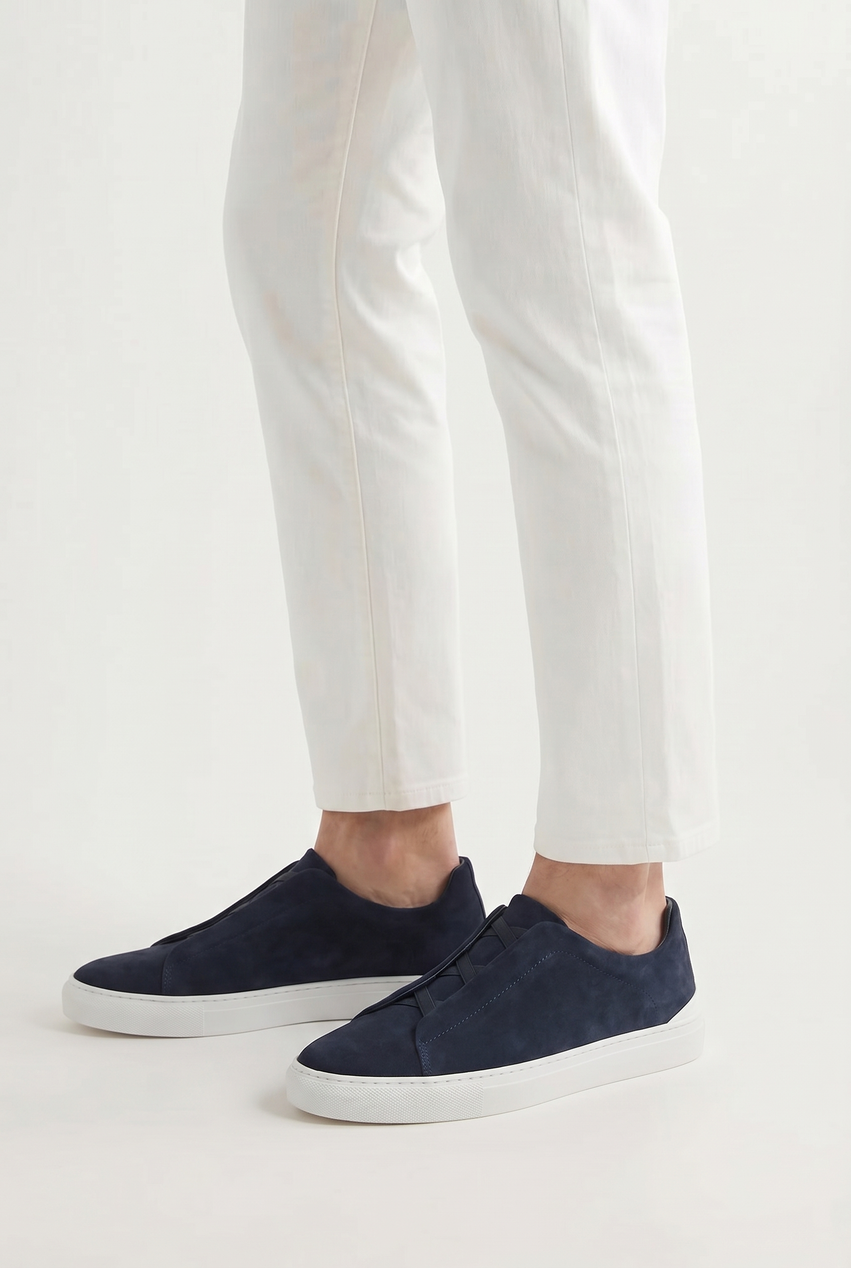 Monaco Suede Triple Stitch Sneaker Navy
